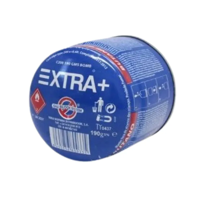 Bombona de gas Extra+ portátil para hornillos camping gas de cachimba con duración 5-7 usos