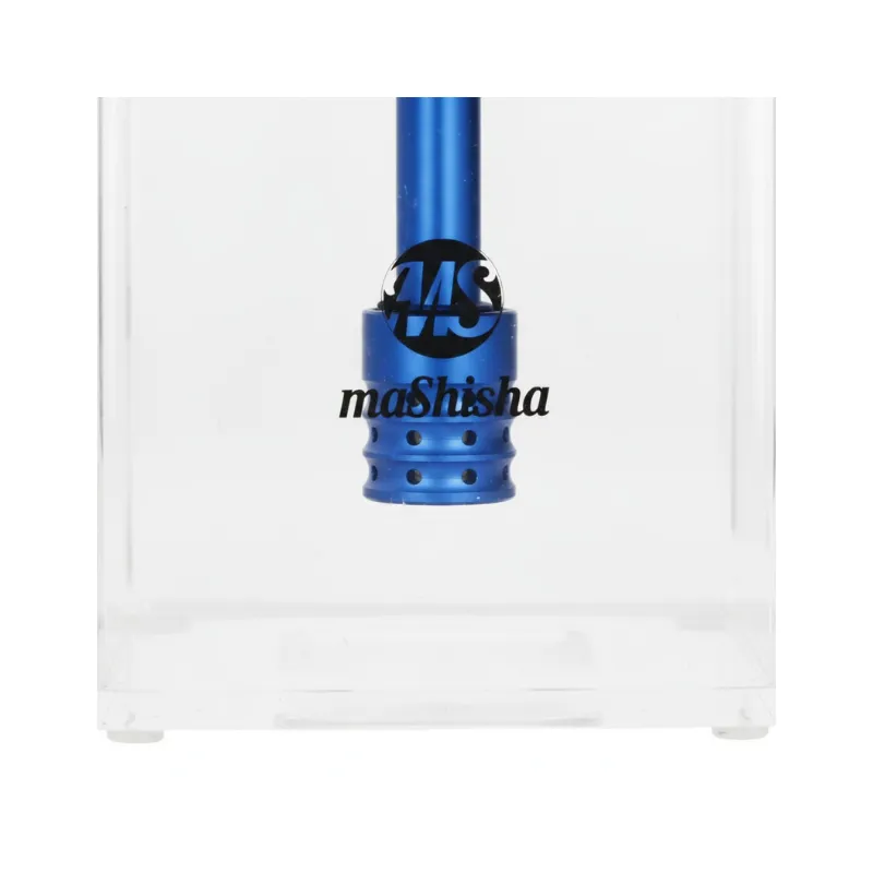 Cachimba MS Micro Blue Mashisha de alta calidad fabricada en metacrilato con formato en forma de cubo de atractivo diferente y acabado Blue exclusivo, cuerpo metálico con 4 zonas de purga en la propia tapa, manguera lavable, maletín de transporte y juego completo de gomas en The Good Shisha