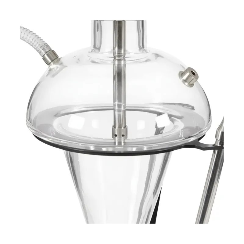 Cachimba Oduman N5 Hookah turca con cristal soplado artesanal estilo Meduse Design, acero inoxidable y soporte con LED multicolor