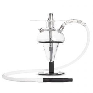 Cachimba Oduman N5 Junior mini con base de cristal soplado artesanal, partes en acero inoxidable y soporte metálico con LED