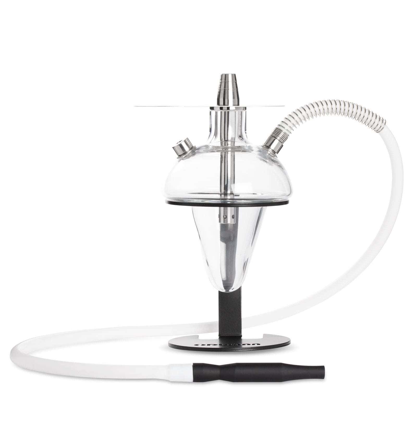 Cachimba Oduman N5 Junior mini con base de cristal soplado artesanal, partes en acero inoxidable y soporte metálico con LED