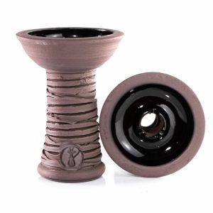 Cazoleta HC Grooved phunnel de barro negro poroso tallada a mano
