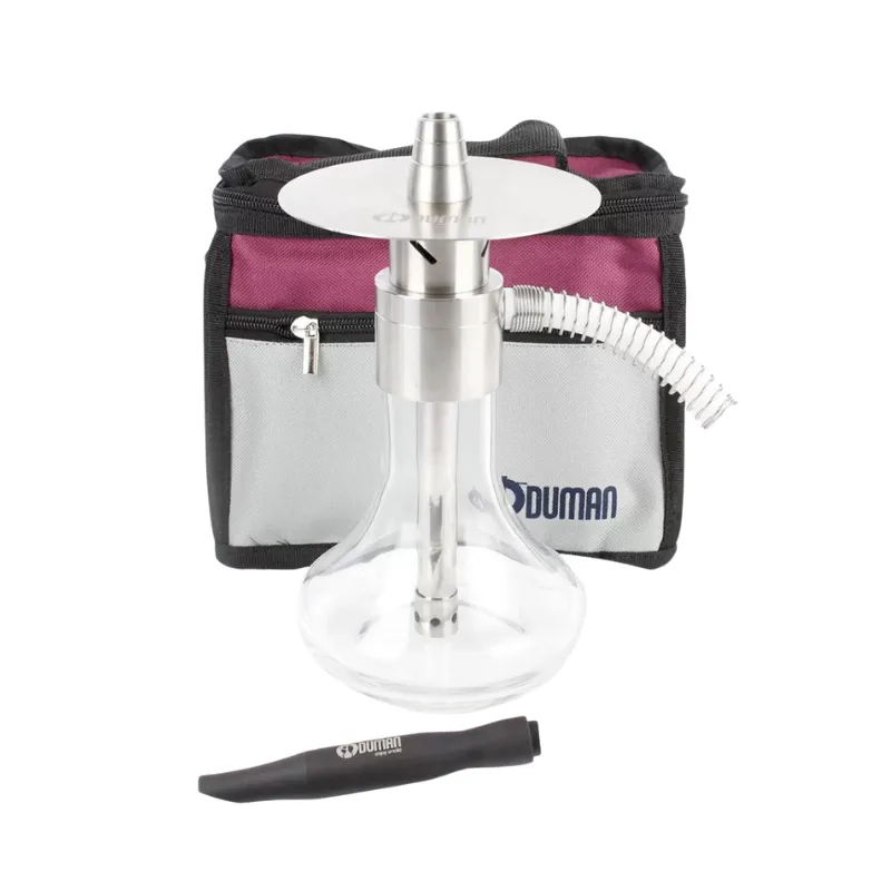 Cachimba Oduman Monster Hookah portátil de 23 cm con base de cristal soplado artesanal, acero inoxidable y mochila de transporte
