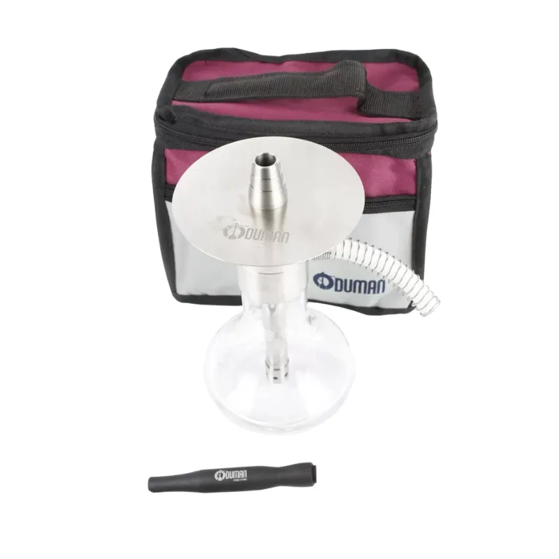 Cachimba Oduman Monster Hookah portátil de 23 cm con base de cristal soplado artesanal, acero inoxidable y mochila de transporte
