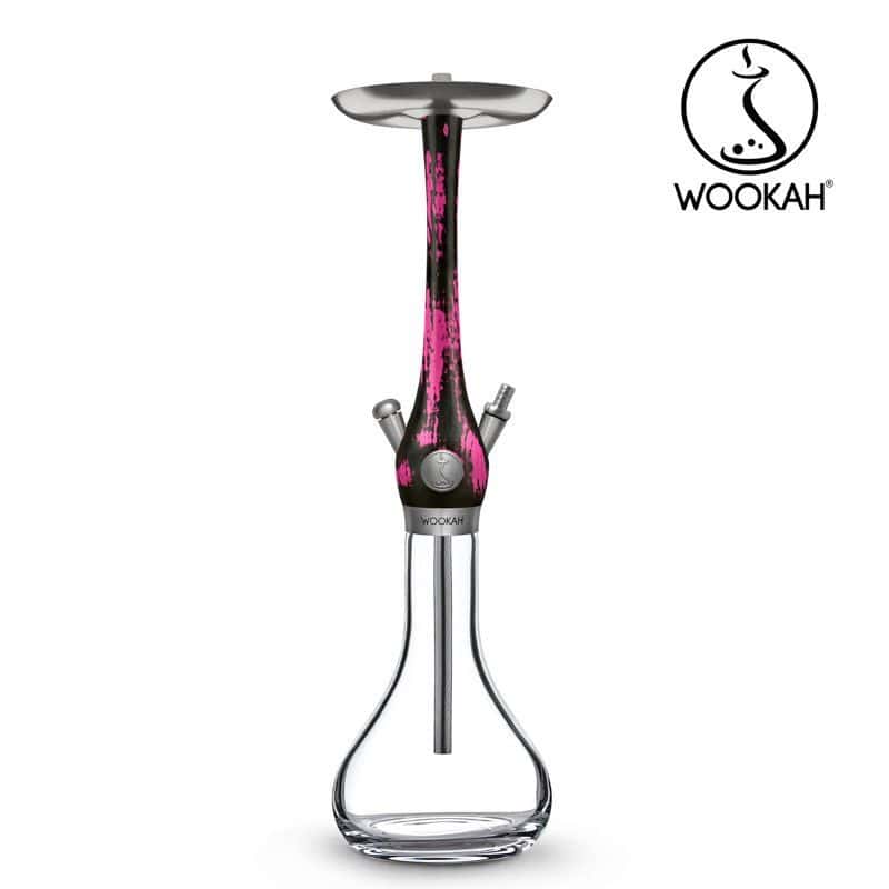 Cachimba Wookah Smooth Black Pink 2.0 en madera maciza y acero V2A con base de cristal soplada a mano