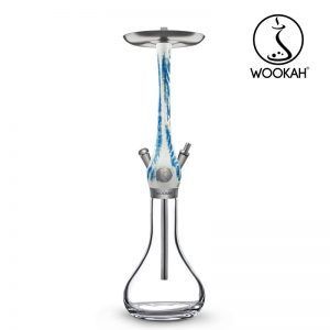 Cachimba Wookah Smooth Artic Blue en madera maciza y acero V2A con base de cristal soplada a mano