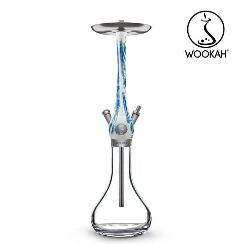 Cachimba Wookah Smooth Artic Blue en madera maciza y acero V2A con base de cristal soplada a mano