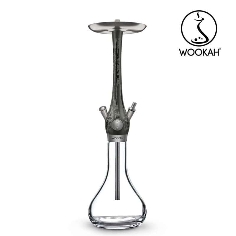 Cachimba Wookah Smooth Tenebris en madera maciza y acero V2A con base de cristal soplada a mano