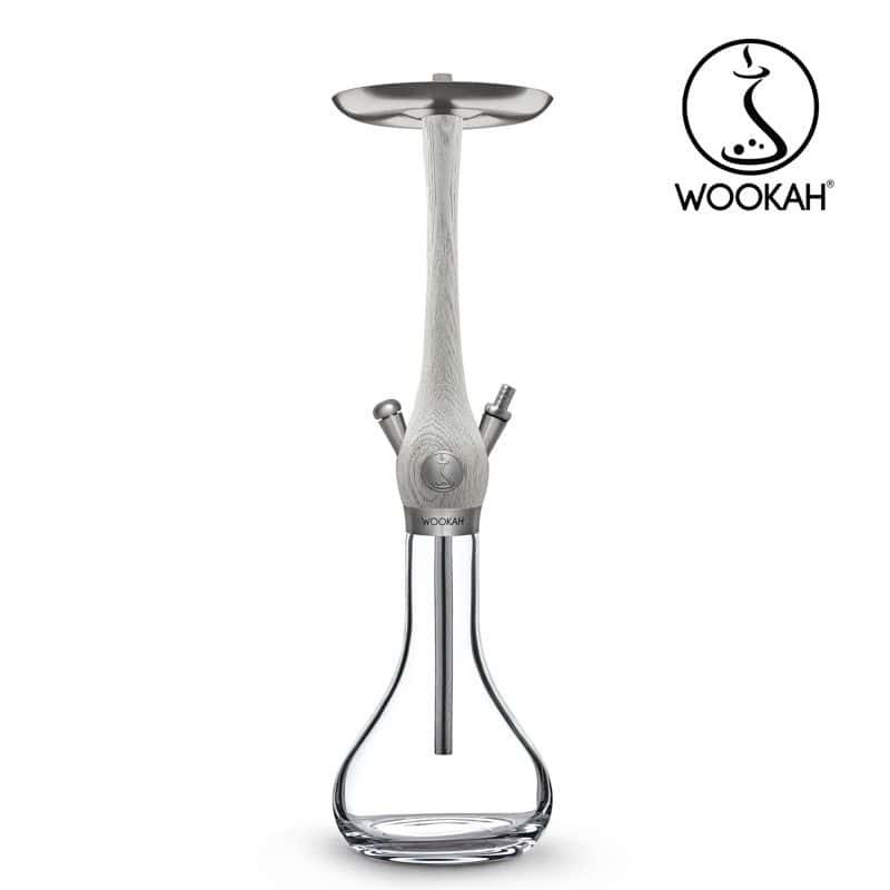 Cachimba Wookah Smooth White Nox 2.0 de 63 cm en madera y acero V2A con base soplada a mano