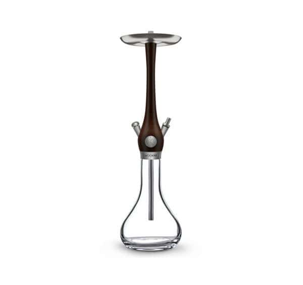 Cachimba Wookah Smooth Wengue Click Clear en madera maciza de wengue y acero V2A con base soplada a mano
