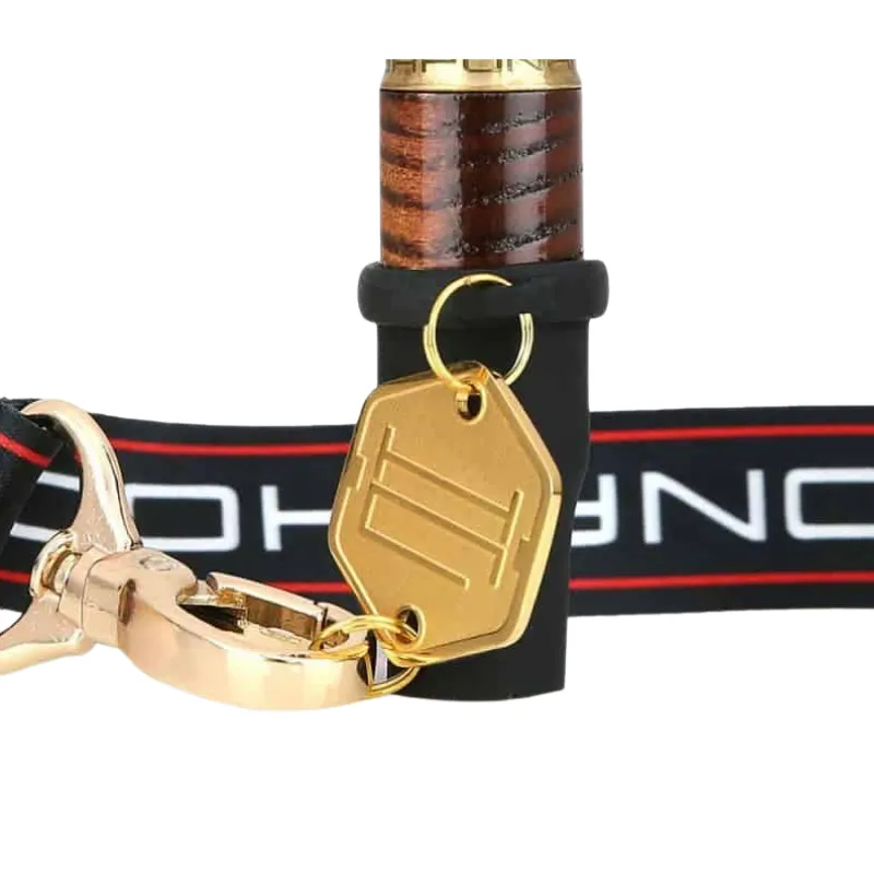 Boquilla Japona Hookah Exclusive con resina natural, madera, anillo de latón grabado y cordón dorado collar