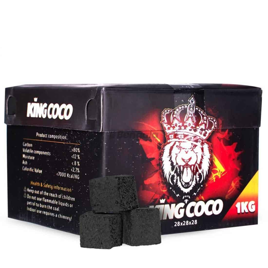Carbón King Coco 28mm natural con máxima potencia y larga duración para cachimba