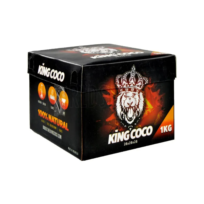 Carbón King Coco 28mm natural con máxima potencia y larga duración para cachimba