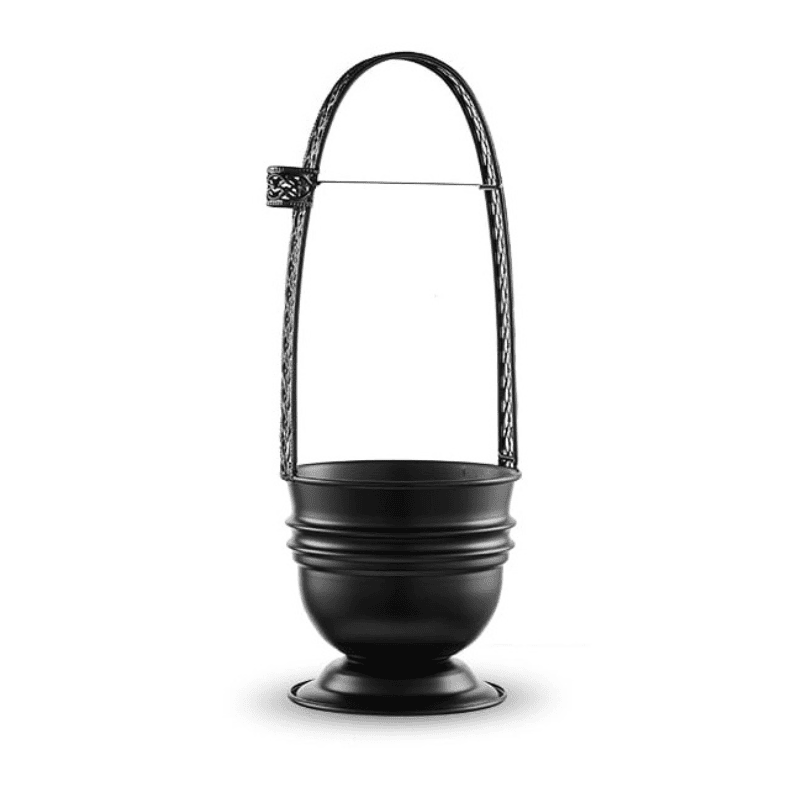 Carbonera Black L para cachimba en acero inoxidable de 43x14 cm con soporte integrado para pinzas