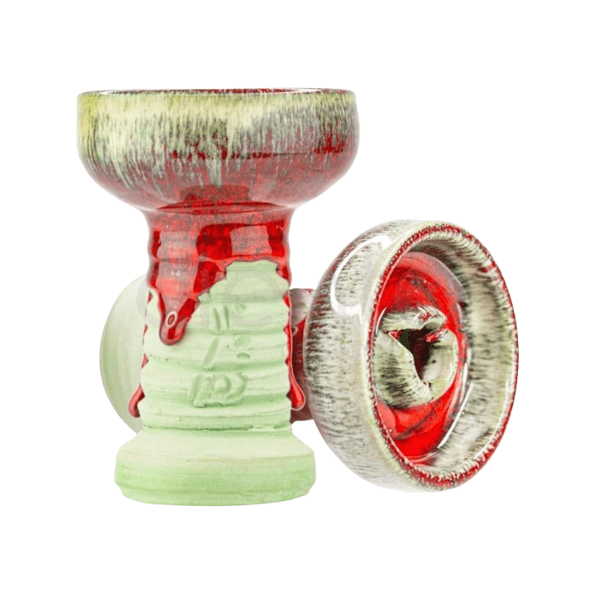 Cazoleta Samui Grun de barro esmaltado en tonos verdes y rojos