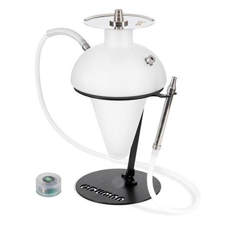 Cachimba Oduman N5 Hookah turca con cristal soplado artesanal estilo Meduse Design, acero inoxidable y soporte con LED multicolor