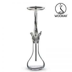 Cachimba Wookah Smooth White Black en madera maciza y acero V2A con base de cristal soplada a mano