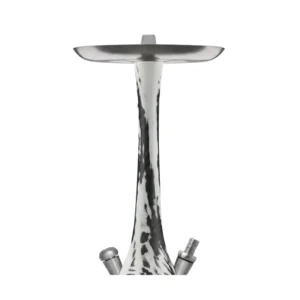 Cachimba Wookah Smooth White Black en madera maciza y acero V2A con base de cristal soplada a mano