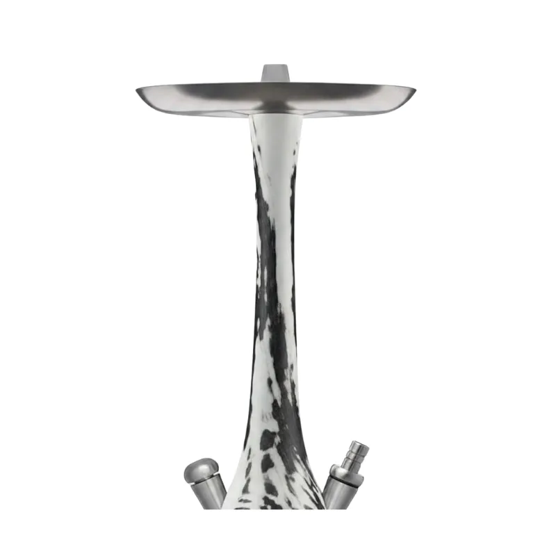 Cachimba Wookah Smooth White Black en madera maciza y acero V2A con base de cristal soplada a mano