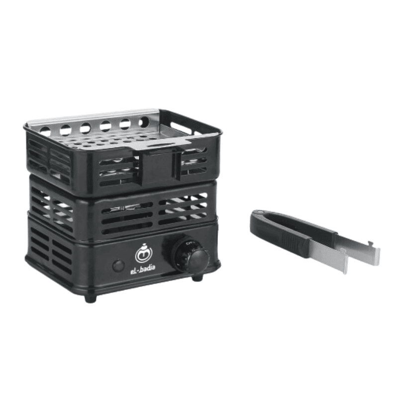 Hornillo El Badia Blaze 1000W eléctrico con rejilla extraíble y termostato ajustable para encender 20 carbones