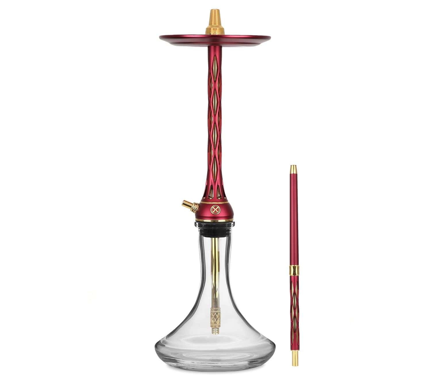 Cachimba Blade Hookah One M Red Gold rusa en rojo y dorado con plato ajustable a presión y purga 360°