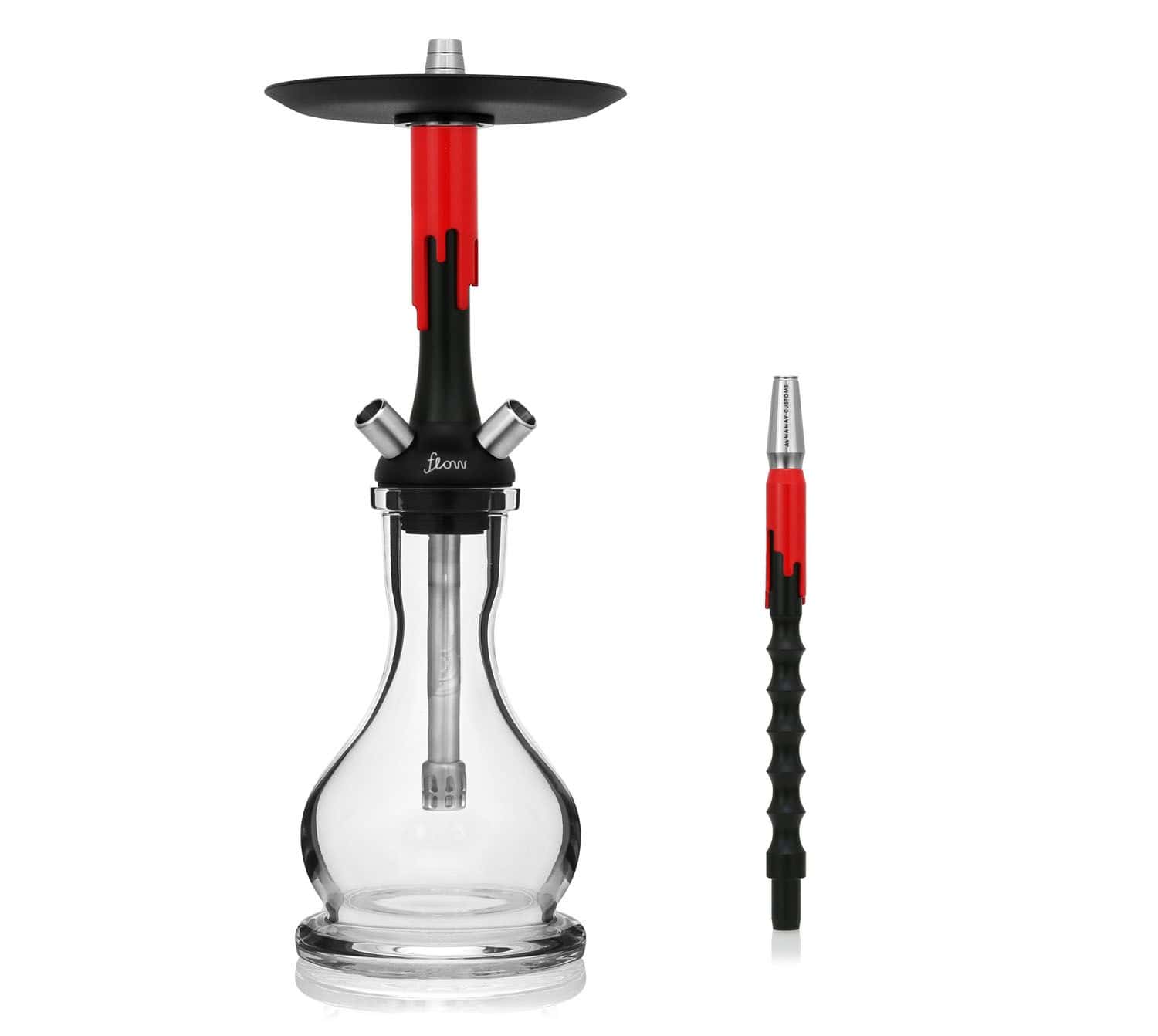 Cachimba Mamay Customs Flow Red Black rusa con estética de helado derretido en rojo y negro, acero inoxidable y poliacetal