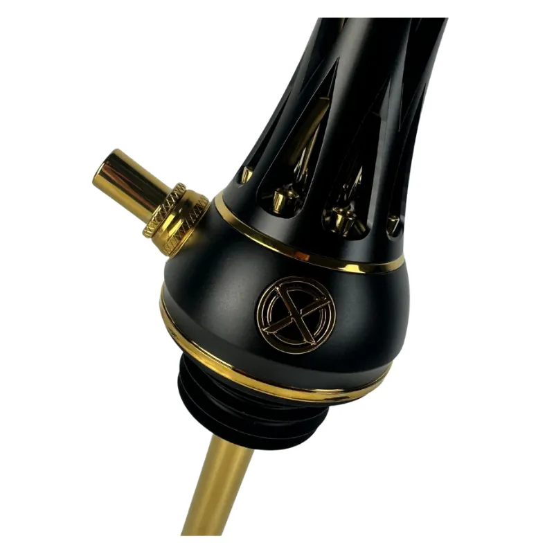 Cachimba Blade Hookah One M Black Gold rusa en negro y dorado con plato ajustable a presión y purga 360°