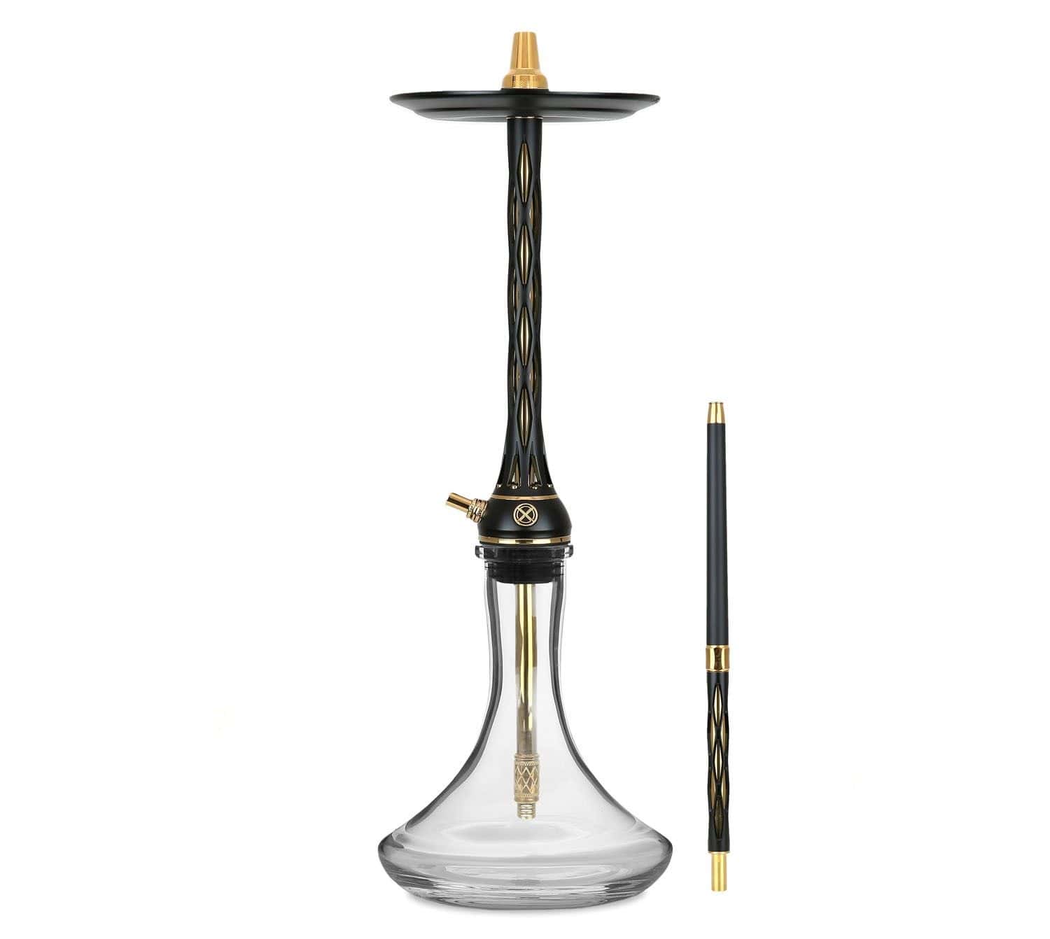 Cachimba Blade Hookah One M Black Gold rusa en negro y dorado con plato ajustable a presión y purga 360°