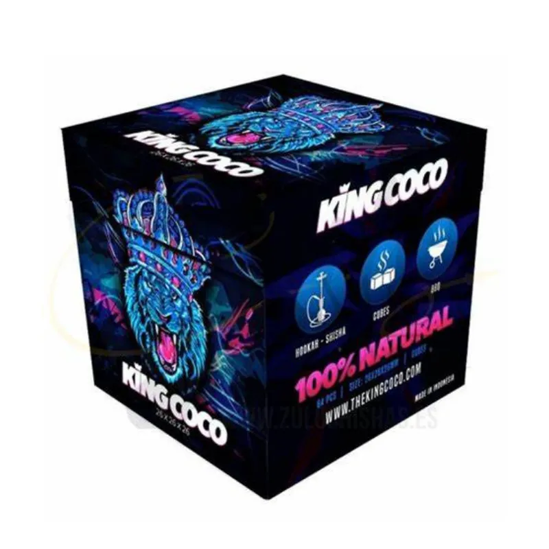 Carbón King Coco 26mm natural con encendido rápido y larga duración para cachimba