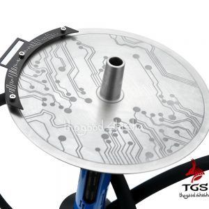 Cachimba Geometry Hookah Techno Metal Steel rusa de 55 cm totalmente fabricada en acero inoxidable con purga por todo el recorrido del mástil, efecto visual hipnotizante, plato con saliente para pinzas, base de cristal y manguera de silicona en The Good Shisha