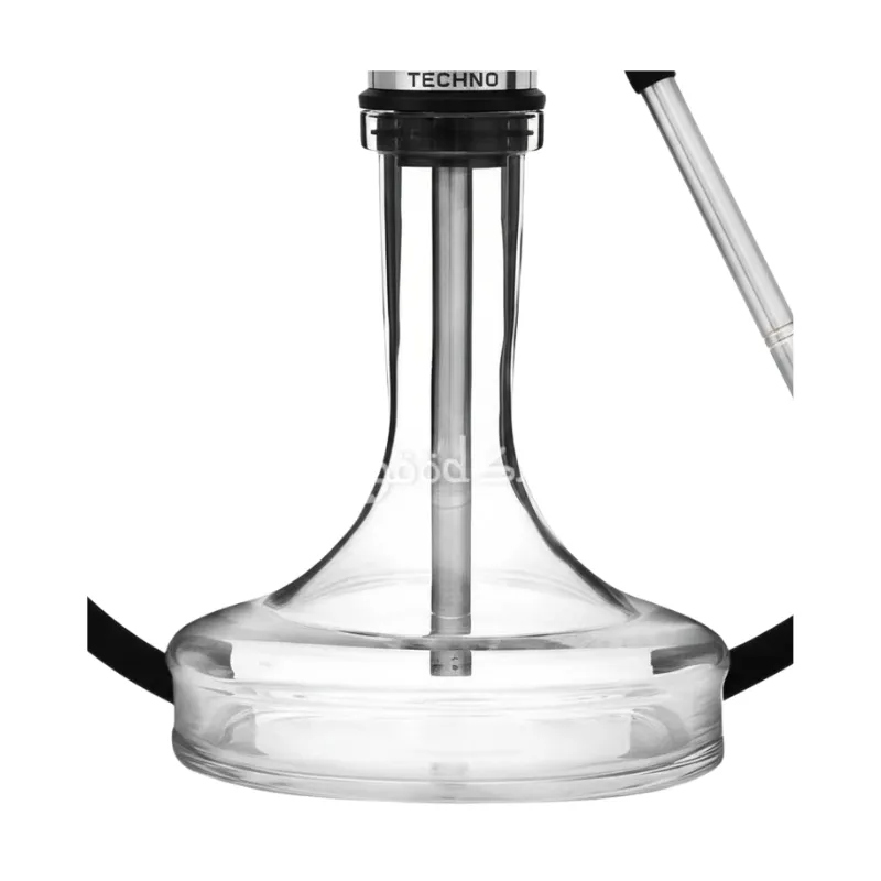 Cachimba Geometry Hookah Techno Metal Steel rusa de 55 cm totalmente fabricada en acero inoxidable con purga por todo el recorrido del mástil, efecto visual hipnotizante, plato con saliente para pinzas, base de cristal y manguera de silicona en The Good Shisha