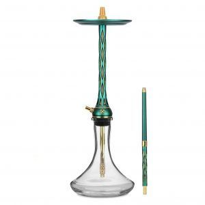 Cachimba Blade Hookah One M Green Gold rusa en verde y dorado con plato ajustable a presión y purga 360°