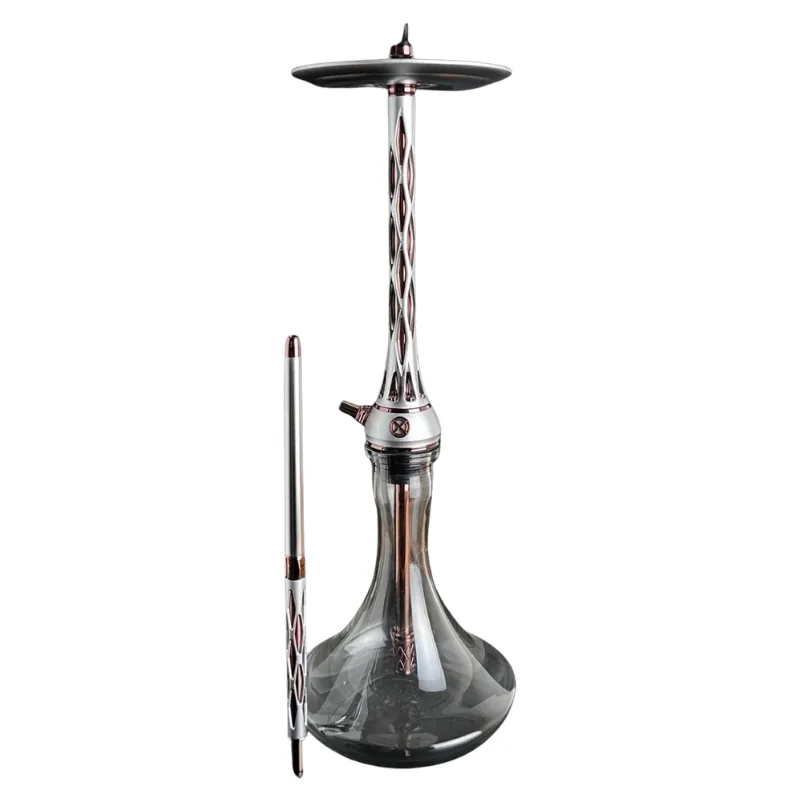 Cachimba Blade Hookah One M Titan Silver rusa en acabado plateado con plato ajustable a presión y purga 360°