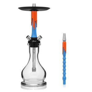 Cachimba Mamay Customs Flow Orange Blue rusa en naranja flúor y azul con acero inoxidable, aluminio anodizado y cámara de poliacetal
