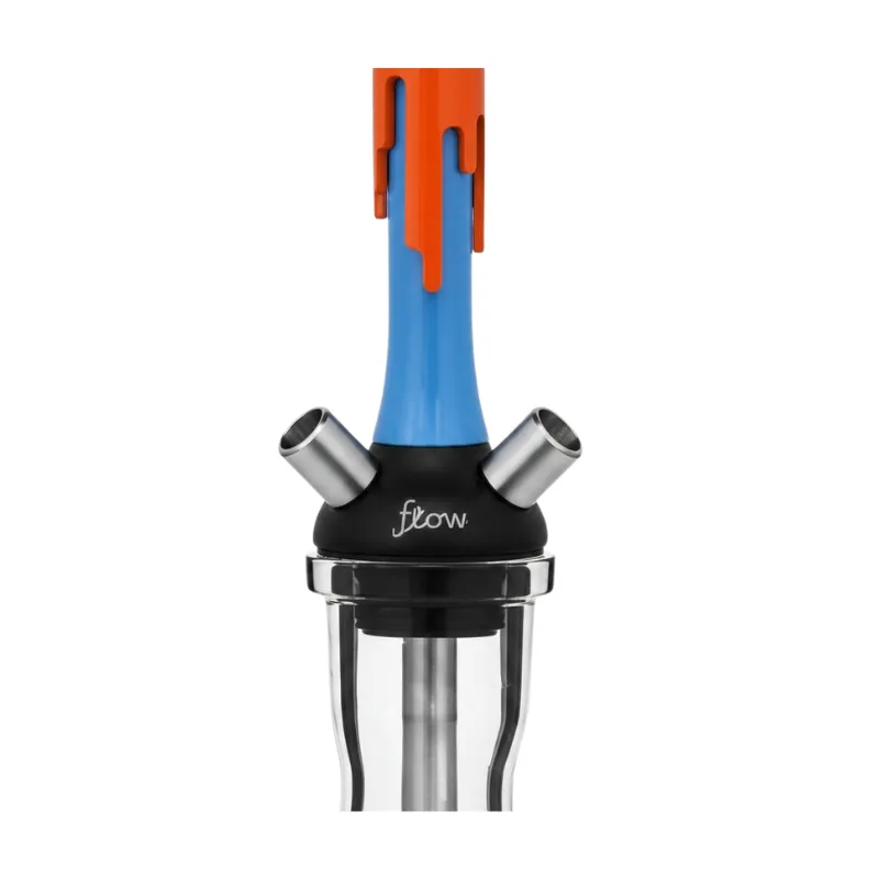 Cachimba Mamay Customs Flow Orange Blue rusa en naranja flúor y azul con acero inoxidable, aluminio anodizado y cámara de poliacetal