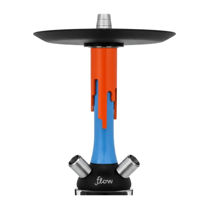Cachimba Mamay Customs Flow Orange Blue rusa en naranja flúor y azul con acero inoxidable, aluminio anodizado y cámara de poliacetal
