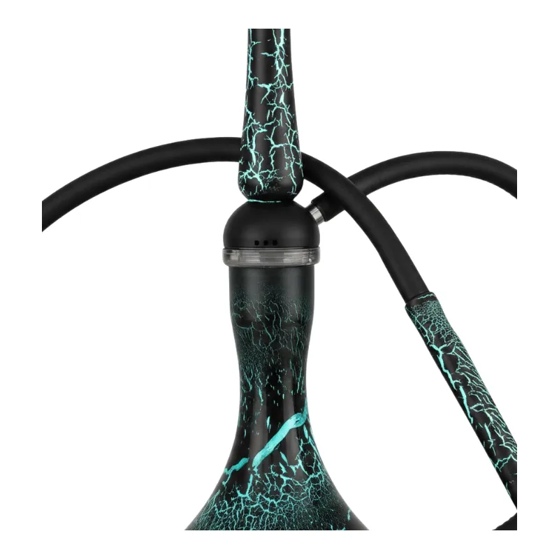 Cachimba Maverick Hookah 2.0 Cracle en negro y verde fosforito con madera tratada
