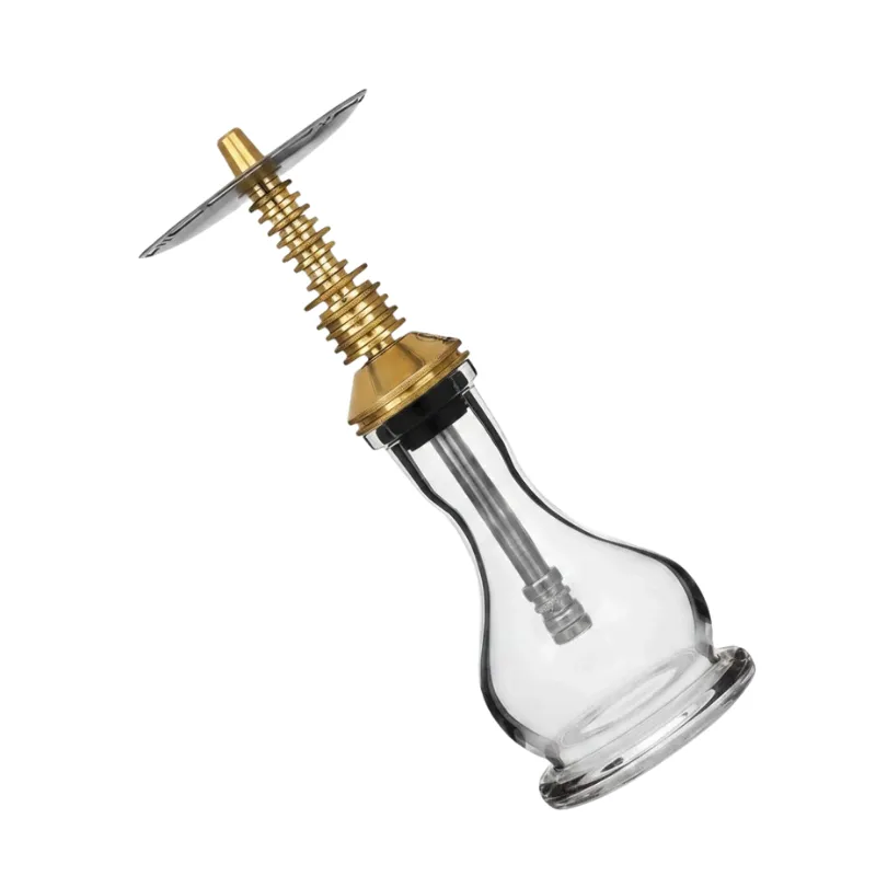 Cachimba VZ Hookah Custom Mini Brass en latón premium con recogedor de melaza integrado diagonal