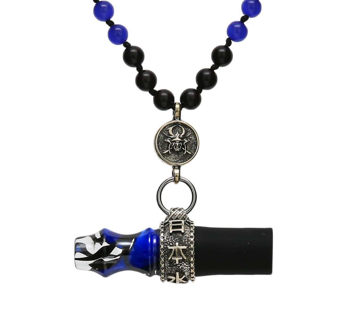 Boquilla Japona Hookah Samurai en resina premium con ornamentos samurái y caja de madera blue