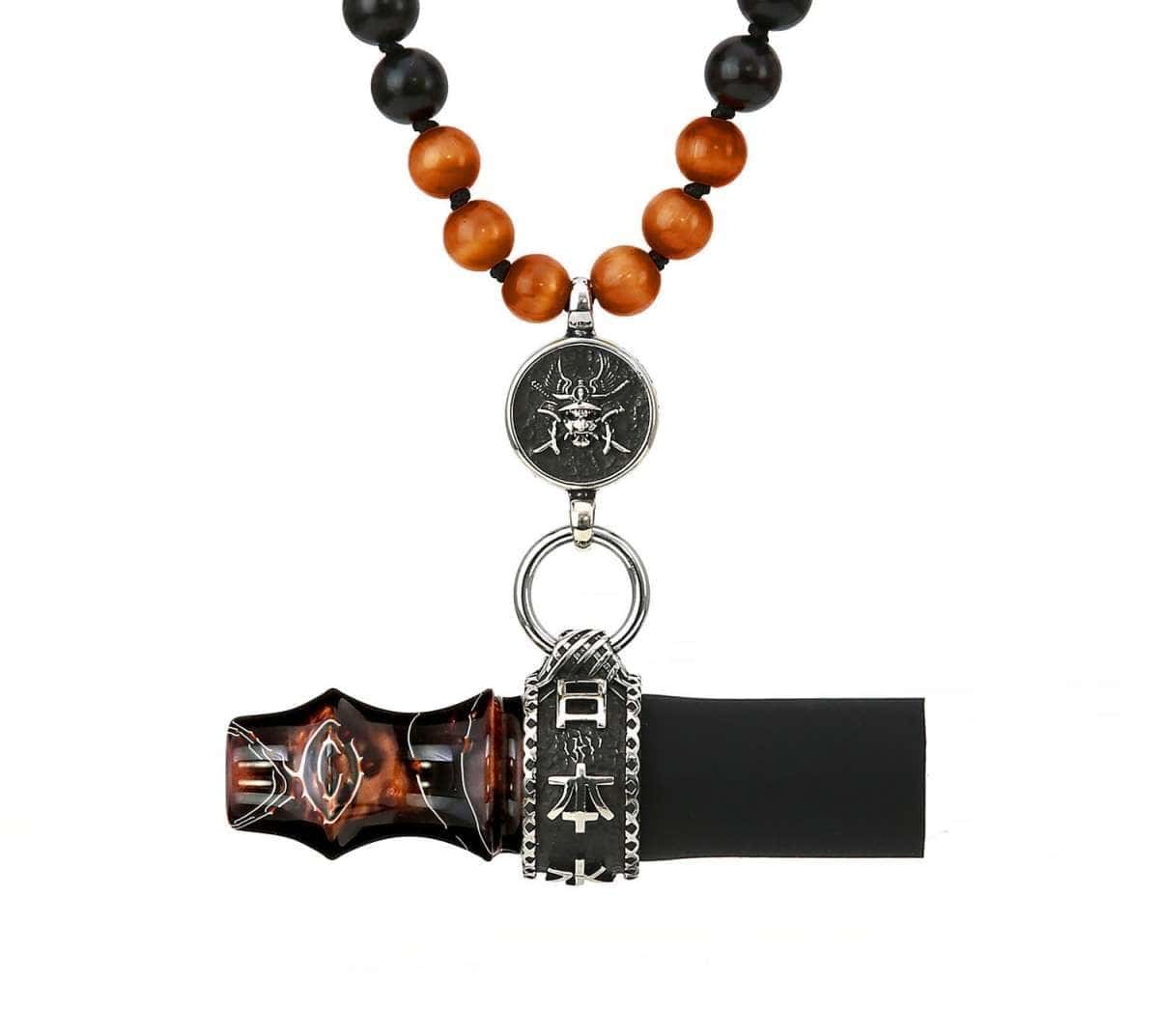 Boquilla Japona Hookah Samurai en resina premium con ornamentos samurái y caja de madera brown