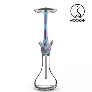 Cachimba Wookah Bubble Gum Click en madera maciza y acero V2A con base de cristal soplada a mano