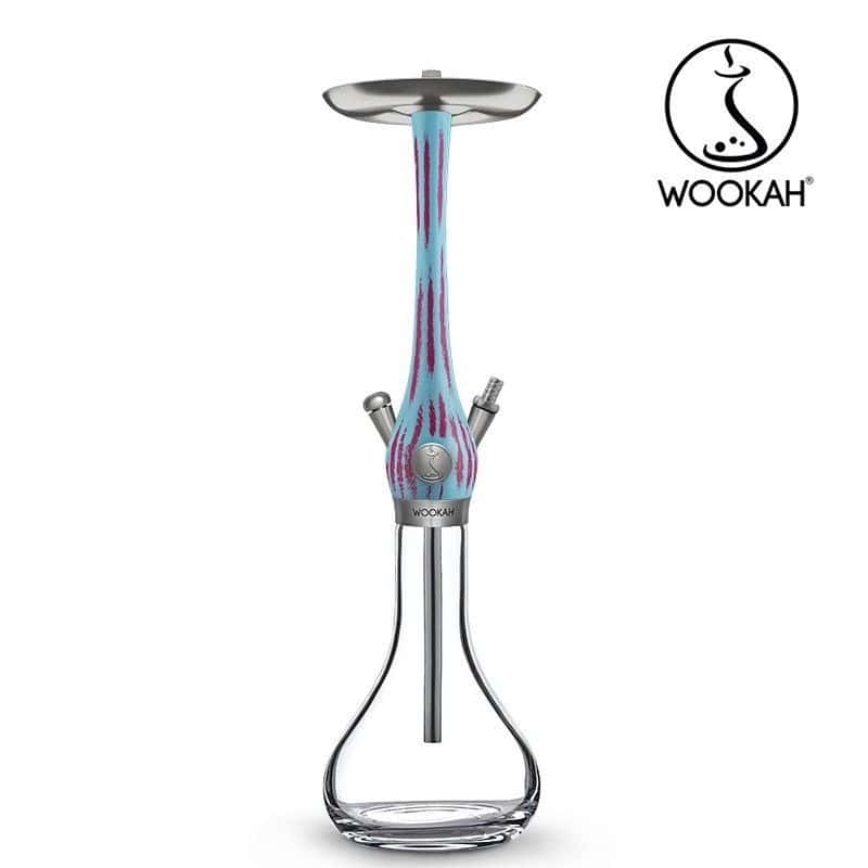 Cachimba Wookah Bubble Gum Click en madera maciza y acero V2A con base de cristal soplada a mano