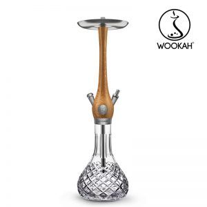 Cachimba Wookah Oak Crystal Click Check en madera maciza y acero V2A con base de cristal soplada a mano
