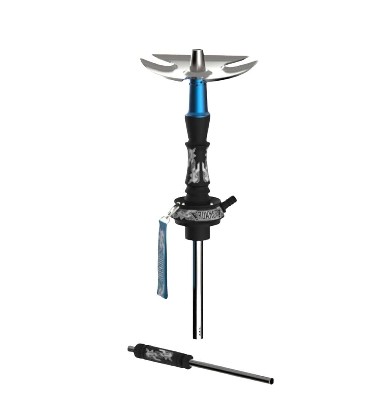 Cachimba Maklaud Runner D Dao rusa edición especial con mástil Maklaud Runner D Dao Red, base UFO transparente, manguera de silicona negra soft touch y boquilla Runner D Dao Red Edition en The Good Shisha