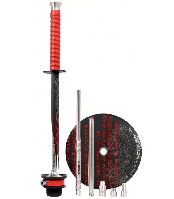 Cachimba El Bomber Katana rusa inspirada en universo Samurai con acero inoxidable y purga Tsunami vertical desmontada