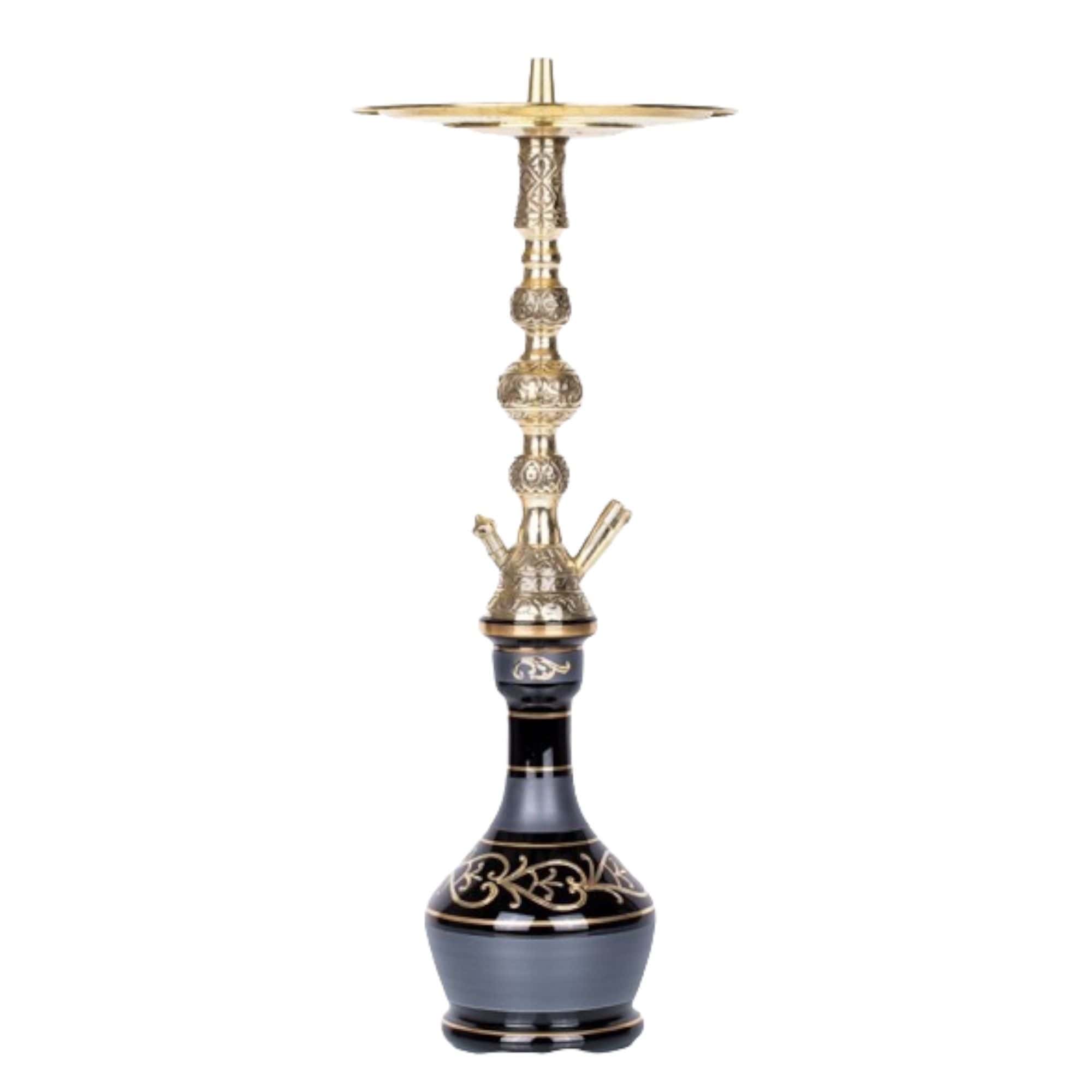 Cachimba El Nefes Pasha turca tradicional fabricada en latón sólido con tubo de inmersión en cobre soldado a la cámara y detalles únicos artesanales en el mástil en The Good Shisha
