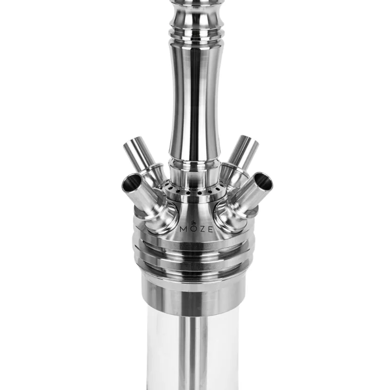 Cachimba Moze Varity Squad Silver Clear con mástil de resina epoxy y doble plato con grabado láser