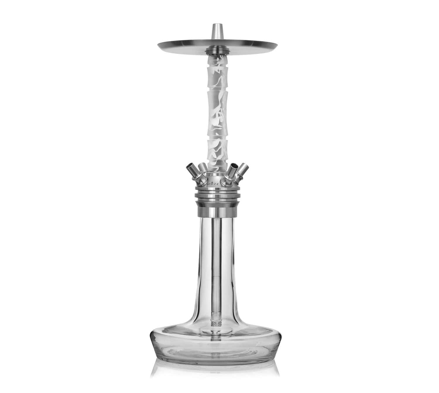 Cachimba Moze Varity Squad Silver Clear con mástil de resina epoxy y doble plato con grabado láser