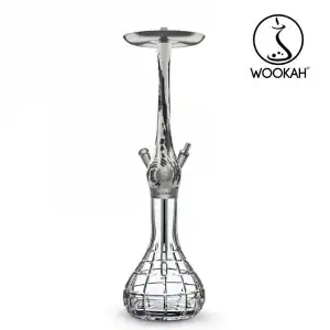 Cachimba Wookah Mastercut Squares White-Black de 63 cm en madera y acero V2A con base soplada a mano