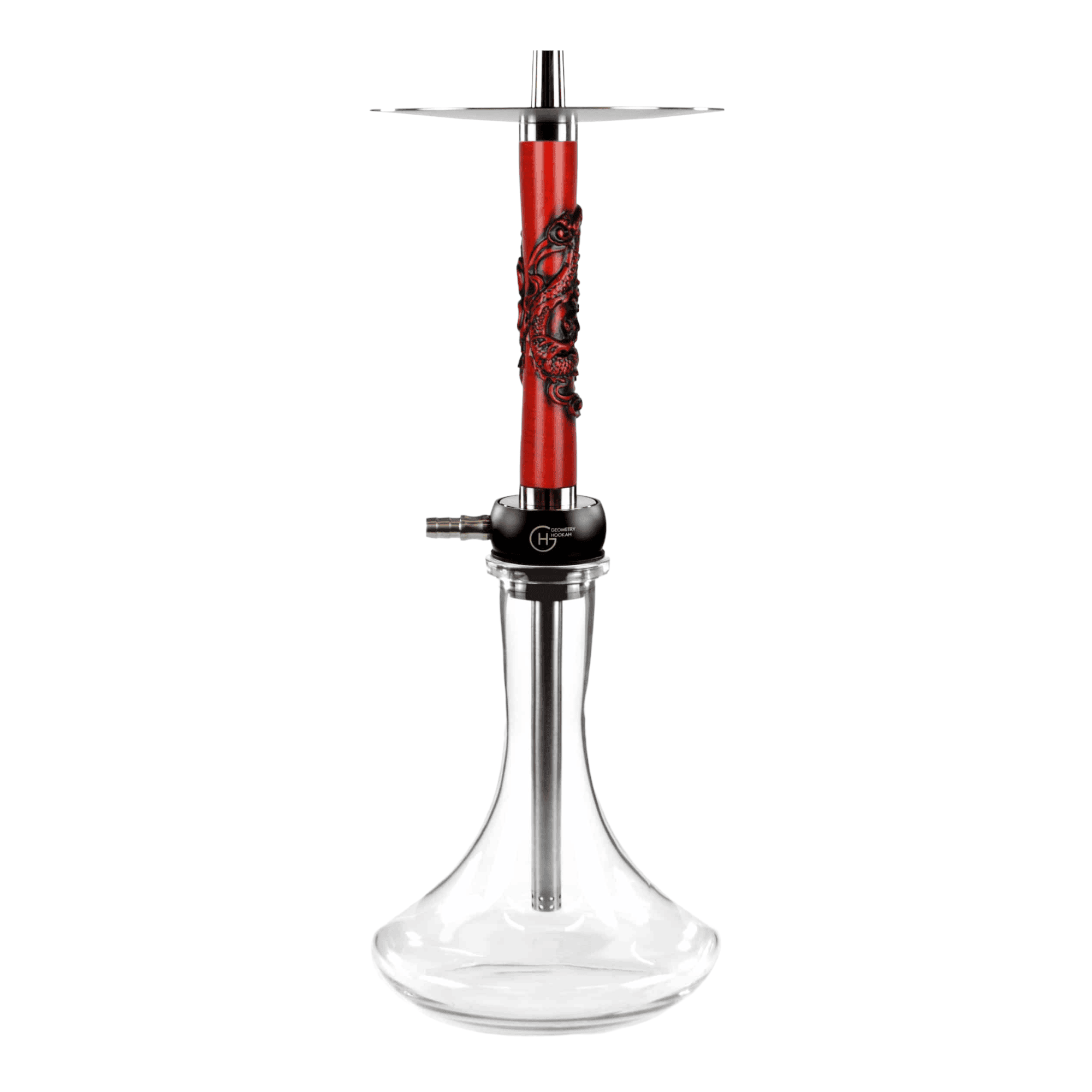 Cachimba Geometry Hookah Little Bro Dragon rusa exclusiva con cuerpo en nylon, acero inoxidable y madera, dragón asiático en el mástil, vaciamiento completo de la cámara al purgar, difusor extraíble, base rusa y manguera de silicona en The Good Shisha